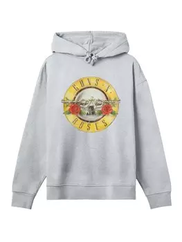 Толстовка F4NT4STIC GunsNRoses Vintage Bullet Logo, пятнистый серый
