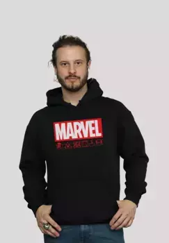 Толстовка F4NT4STIC "Marvel Logo Wash Care Symbols", мужская, товары премиум-класса, приталенный крой, худи, принт с логотипом, черный
