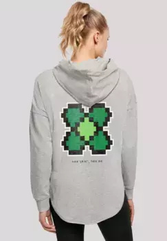Толстовка F4NT4STIC "Новый год Happy New Year Pixel Clover", принт, серый
