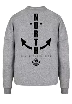 Толстовка F4NT4STIC Oversize North Anchor Knut & Jan Hamburg, цвет grau meliert