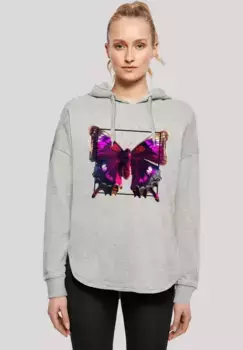 Толстовка F4NT4STIC "Pink Butterfly OVERSIZE TEE", принт, серый