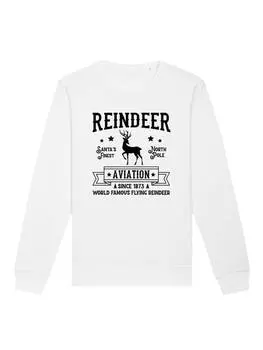 Толстовка F4NT4STIC Sweatshirt Weihnachten Reindeer Aviation Retro Sign, белый