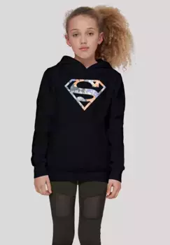 Толстовка F4NT4STIC "Толстовка DC Comics Superman с цветочным логотипом Superhero", унисекс для детей, товары премиум-класса, для мальчиков, для девочек, с принтом, черный