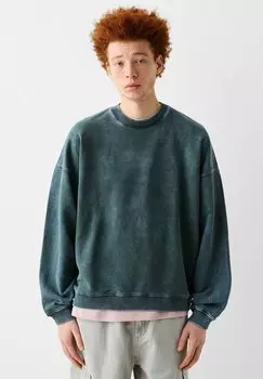 Толстовка FADED-EFFECT Bershka, цвет evergreen