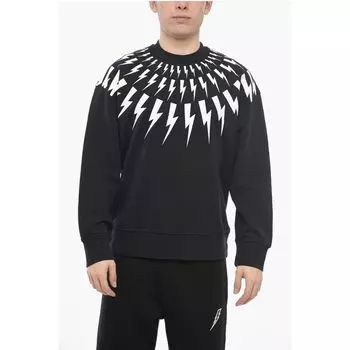 Толстовка FAIRISLE THUNDERBOLT из начесаного хлопка с легкой посадкой Neil Barrett, Black