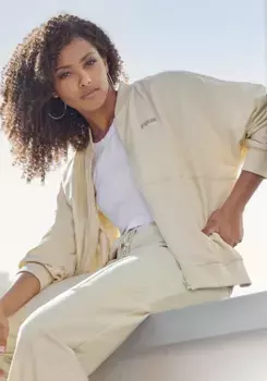 Толстовка FCUK с воротником и молнией во всю длину, кремовый