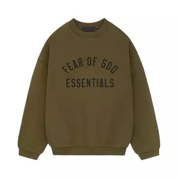 Толстовка Fear of God Essentials Fleece Crewneck Olive, зеленый