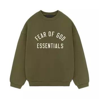 Толстовка Fear of God Essentials Fleece Crewneck Military, зеленый
