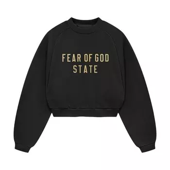 Толстовка Fear of God Essentials Fleece Cropped Crewneck Black, черный