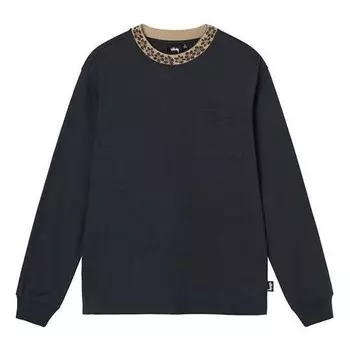 Толстовка flower mock neck t-shirt 'black' Stussy, черный