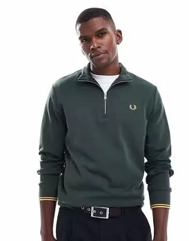 Толстовка Fred Perry с застежкой-молнией на половину длины зеленого цвета