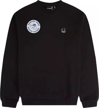 Толстовка Fred Perry x Raf Simons Patched Sweatshirt 'Black', черный