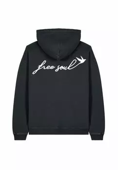 Толстовка FREE SOUL EMBROIDERY UNISEX VINTAGE - Hoodie Mira Paris, цвет Black Denim