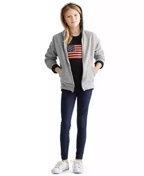 Толстовка French Terry для больших, маленьких и маленьких девочек Polo Ralph Lauren, синий