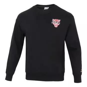 Толстовка funny logo sports pullover round neck black Puma, черный