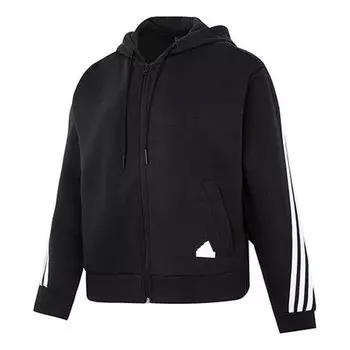 Толстовка future icons 3-stripes full-zip hoodie 'black white' Adidas, черный