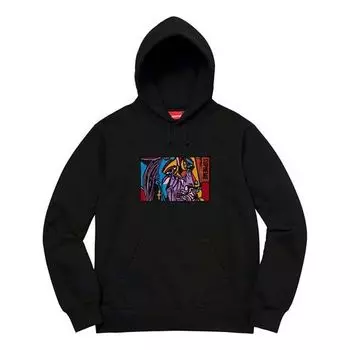 Толстовка fw18 chainstitch hooded sweatshirt black Supreme, черный