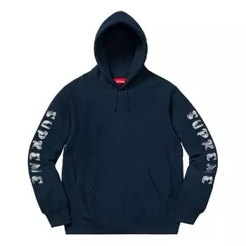 Толстовка fw18 gradient sleeve hooded sweatshirt navy Supreme, синий