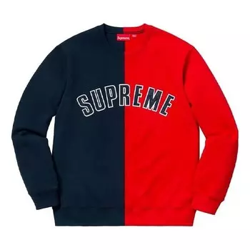 Толстовка fw18 split crewneck sweatshirt navy Supreme, синий