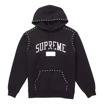 Толстовка fw18 studded hooded sweatshirt black logo Supreme, черный