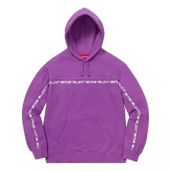Толстовка fw18 text stripe hooded sweatshirt violet Supreme, фиолетовый