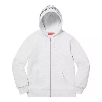Толстовка fw18 thermal zip up sweatshirt ash grey Supreme, серый