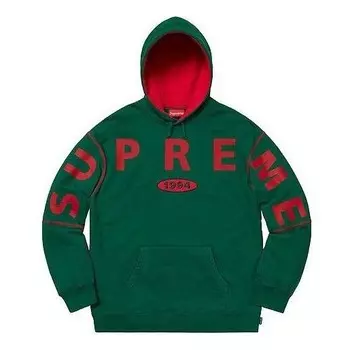 Толстовка fw19 week 1 spread logo hooded sweatshirt 'green' Supreme, зеленый