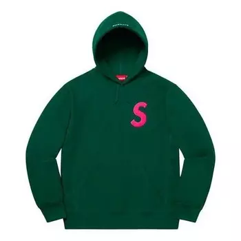 Толстовка fw19 week 2 s logo hooded sweatshirt logo Supreme, зеленый