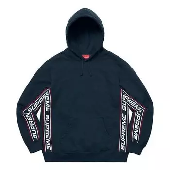 Толстовка fw19 week 3 text rib hooded sweatshirt Supreme, синий