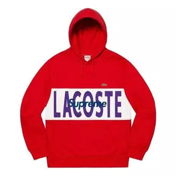 Толстовка fw19 week 5 x lacoste logo panel hooded sweatshirt logo Supreme, красный