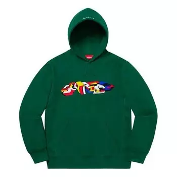 Толстовка fw19 week 7 delta logo hooded sweatshirt logo Supreme, зеленый