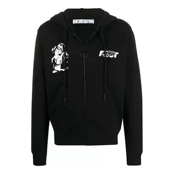 Толстовка fw20 kiss 21printing zipper hooded jacket men black Off-White, черный