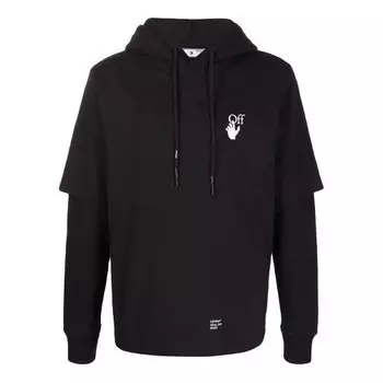 Толстовка fw21 arrow pattern printing double layer sleeve version black Off-White, мультиколор