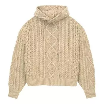 Толстовка fw23 cable knit hoodie 'gold heather' Fear Of God Essentials, бежевый