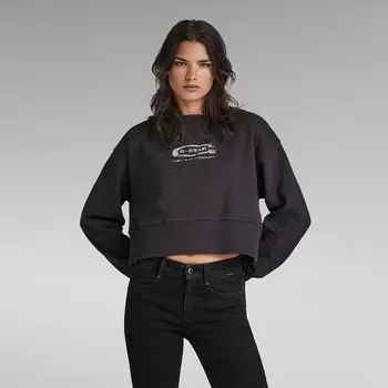 Толстовка G-Star Vintage Cropped Logo Loose, черный