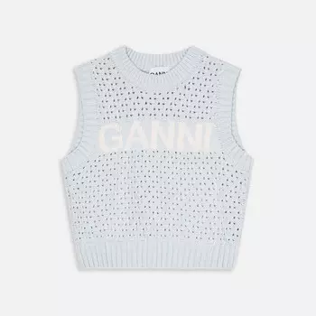 Толстовка Ganni Textured Pointelle Vest, цвет Illusion Blue