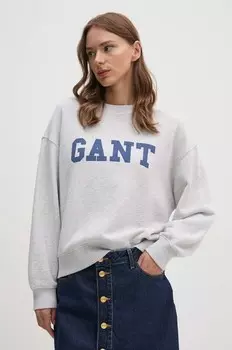 Толстовка Gant из хлопка, серый