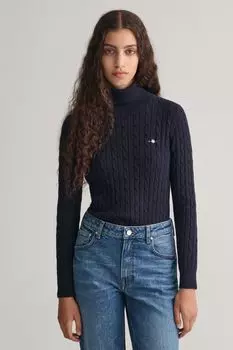 Толстовка Gant из хлопка жёсткой вязки с водолазкой и стрейчем GANT, синий