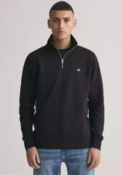 Толстовка Gant "REG SHIELD HALF ZIP SWEAT" с вышитым логотипом на груди, черный
