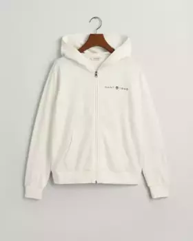 Толстовка Gant с капюшоном "REG PRINTED GRAPHIC ZIP HOOD" с характерным гербом в стиле ретро, цвет Eggshell