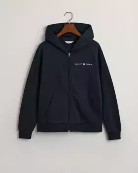 Толстовка Gant с капюшоном "REG PRINTED GRAPHIC ZIP HOOD" с характерным гербом в стиле ретро, синий