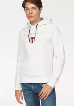 Толстовка Gant с капюшоном "Shield Sweat Hoodie" и эффектной вышивкой Gant, цвет Eggshell