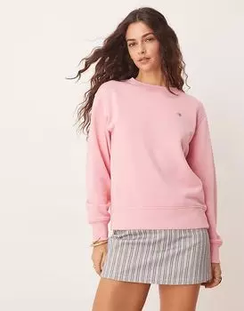 Толстовка GANT с круглым вырезом и логотипом щита розового цвета