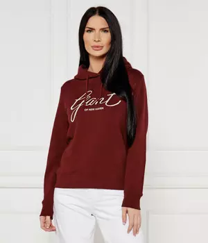 Толстовка Gant с логотипом хлопковая, бургундия