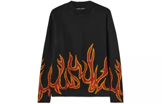 Толстовка Garment Dye Graffiti Flames Palm Angels, черный