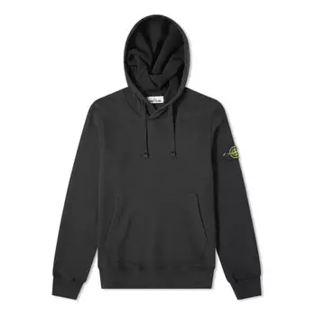 Толстовка garment dyed popover hoodie 'black' Stone Island, черный