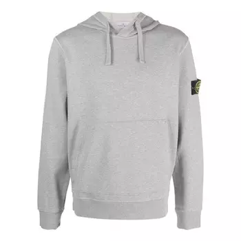 Толстовка garment dyed popover hoodie 'grey marl' Stone Island, серый