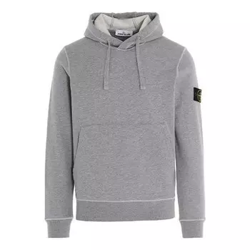 Толстовка garment dyed popover hoodie 'grey marl' Stone Island, серый