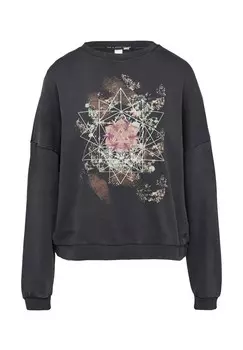 Толстовка GEWASCHENES MIT BERSCHNITTENEN SCHULTERN QS, черный