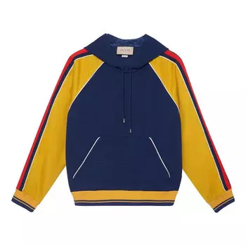 Толстовка gg jacquard hooded sweatshirt 'blue yellow' Gucci, синий